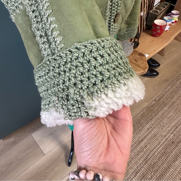 NWOT Free People Sample Adele Crochet Green Suede Jacket Size Small - Picture 11 of 13